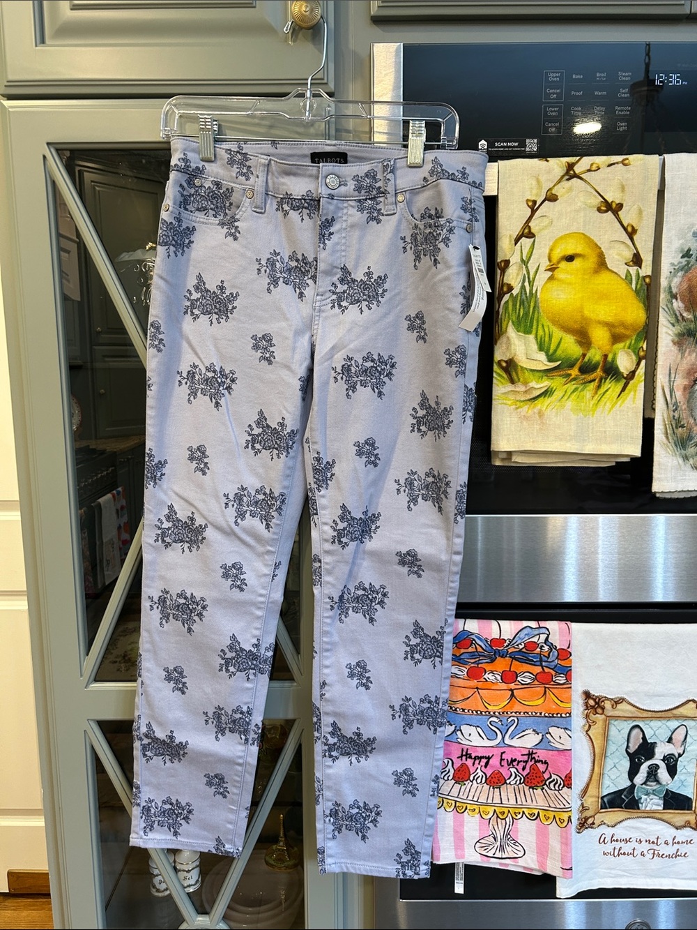 Talbots Slim Ankle Lavender Floral Toile Print Jeans NWT 4P